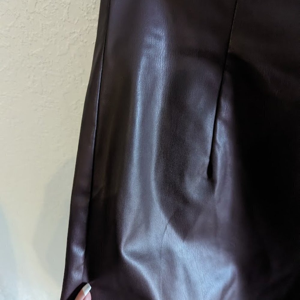 NWT H&M Brown Faux Leather Mini Skirt | Size 12 - Picture 3 of 6